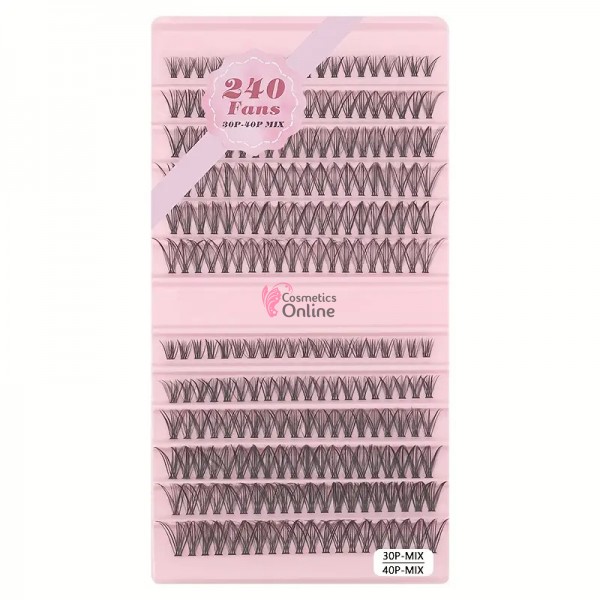 Gene false  smocuri / manuchi Beautyful Eyelash 30/40D de 8-16mm - 240 smocuri PINK-3040P